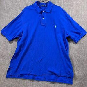 Polo Ralph Lauren Mens XLT Tall Royal Blue Short Sleeve Polo Shirt Green Pony